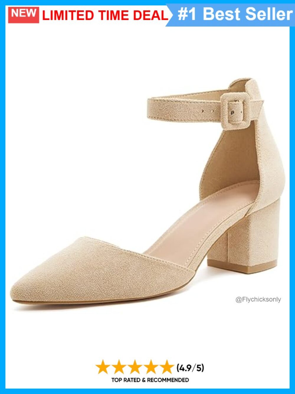 Pointed Toe Ankle Strap Chunky Block Heel D'Orsay Pumps